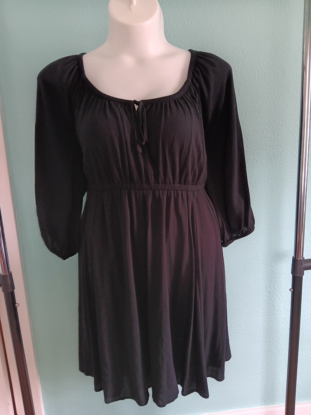 Torrid 2x Black Scoop Neck Empire Waist Peasant Dress